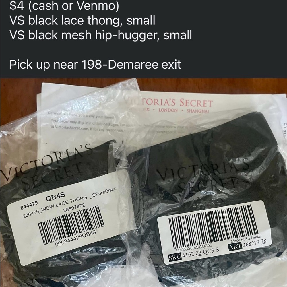 Victoria's Secret Black Lace Thongs (2-Pack)